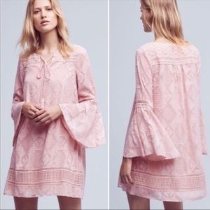 Anthropologie Pink Esme Bell Sleeve Tunic